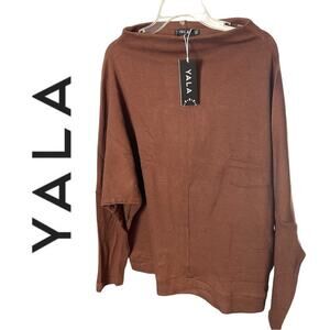 Yala Mock Neck Slouchy Long Sleeve Sweatshirt, Cinnamon, Coastal, Beach ,L/XL
